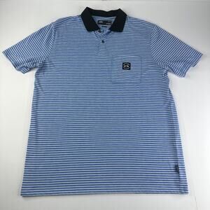 Oakley Golf Polo Shirt Men's Large Blue Striped - Great!